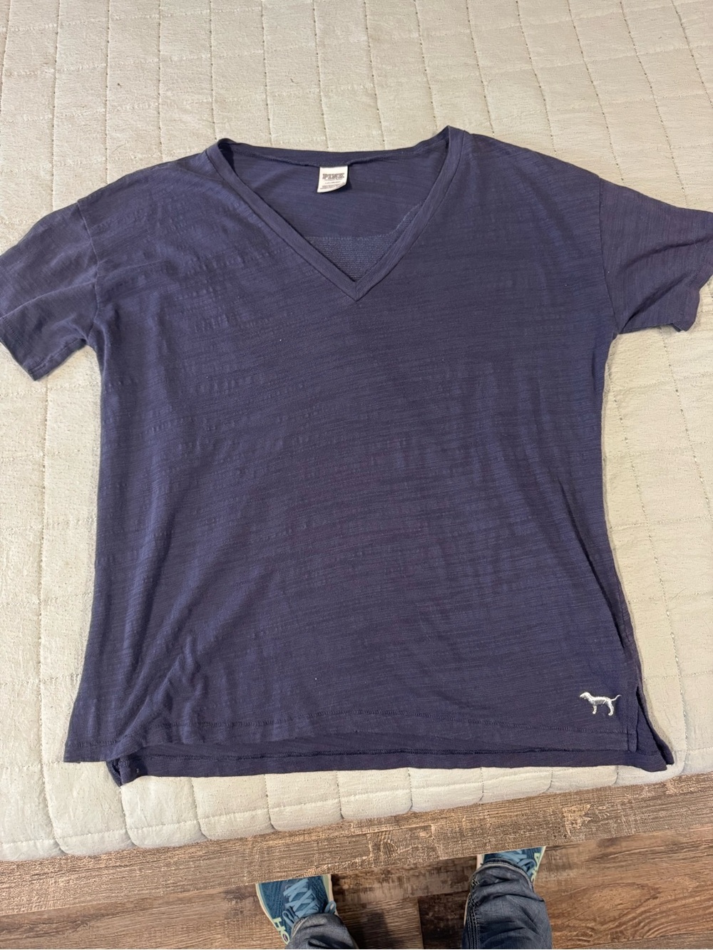 PINK Victoria's Secret Navy V-Neck Short Sleeve Tee